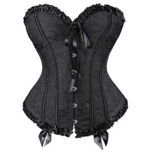 Unbranded EUC Gothic Floral Black Lace Corset, size Large Whimsygoth‎